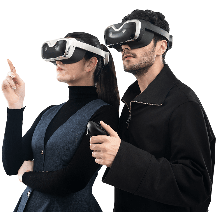 Users with XR headsets